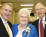 Evangelist David Ring (left) of Nashville, Tenn., poses with Marian and Don Wideman at an event at First Baptist Church of North Kansas City, Mo., honoring the couple. Don is a former pastor of the church and retired Missouri Baptist Convention executive director. The Wideman family befriended and encouraged Ring when he was a young person. Ring credits Don with being his mentor in the ministry. (Sally Wideman)