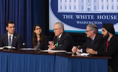 Brent Walker ((center) speaks on a panel with other faith leaders at a White House convening on religious tolerance, held in 2015. (BJC photo)