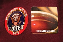 Stickers used to note Election Day Communion for the 2012 presidential election.