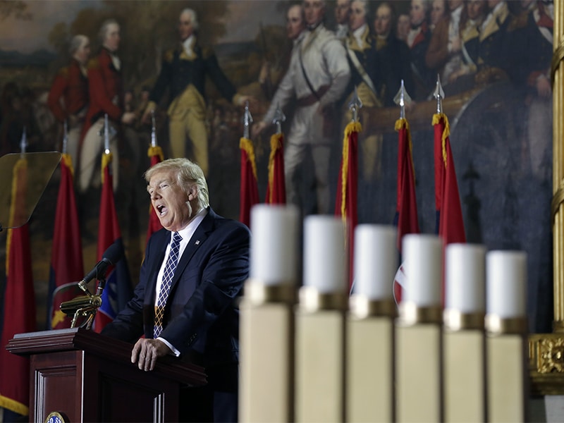 President Trump delivers the keynote address at the U.S. Holocaust Memorial Museum’s “Days of Remembrance” ceremony in the Capitol rotunda in Washington, D.C., on April 25, 2017. Photo courtesy of Reuters/Yuri Gripas 