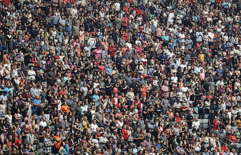Roughly 38,000 people filled the University of Phoenix Stadium in Glendale, Ariz., on June 11, 2017, for Harvest America, an evangelistic crusade led by Greg Laurie, pastor of Harvest Christian Fellowship in Riverside, Calif. Photo courtesy of Adam Covington