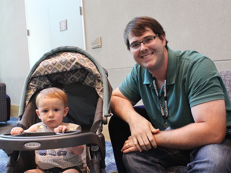 J.T. Roberts, student pastor at Laveen Baptist Church in Laveen, Ariz., attended the 2017 meeting of the Southern Baptist Convention in Phoenix with his son, Samuel, on June 13, 2017. RNS photo by Adelle M. Banks