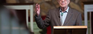 Former President Jimmy Carter teaches during Sunday school class at Maranatha Baptist Church in Plains, Ga., on Dec. 13, 2015. (AP Photo/Branden Camp)