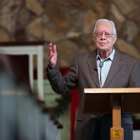 Former President Jimmy Carter teaches during Sunday school class at Maranatha Baptist Church in Plains, Ga., on Dec. 13, 2015. (AP Photo/Branden Camp)