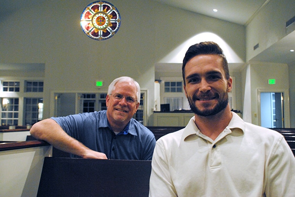 A lot has changed since Ben Moseley, right, and two of his buddies set fire to several Baptist churches on a night of binge drinking 11 years ago. With the help of Jeff Greer, left, and others, Moseley has found forgiveness and a new start.