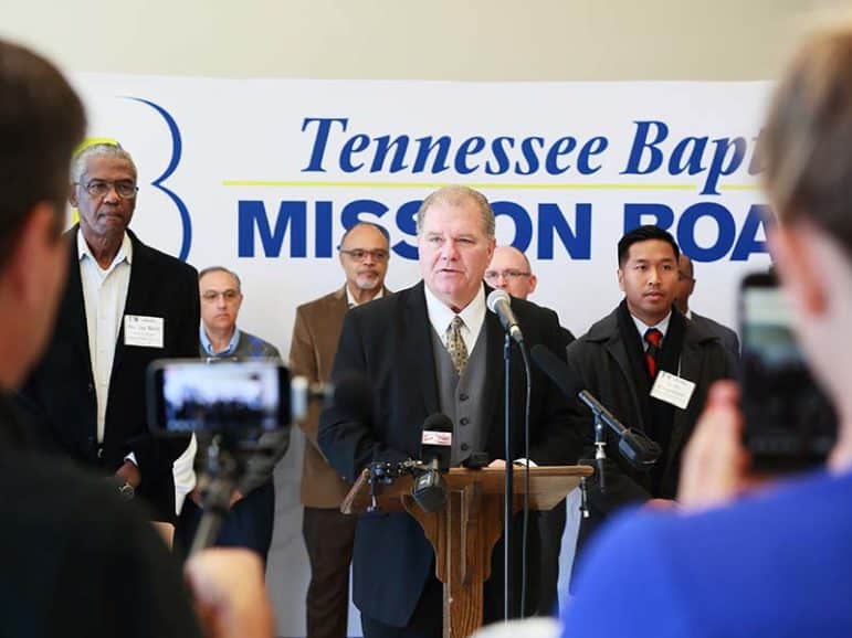 Randy C. Davis, president and executive director of the Tennessee Baptist Mission Board, speaks during a news conference held Oct. 25, 2017. Photo by Corinne Rochotte, Baptist and Reflector
