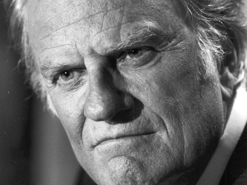 Evangelist Billy Graham fields questions during a 1989 press conference at Drumlins Country Club in Syracuse, N.Y. Graham was in Syracuse for the Billy Graham Crusade at the Carrier Dome on April 24, 1989. (Photo by Stephen D. Cannerelli)