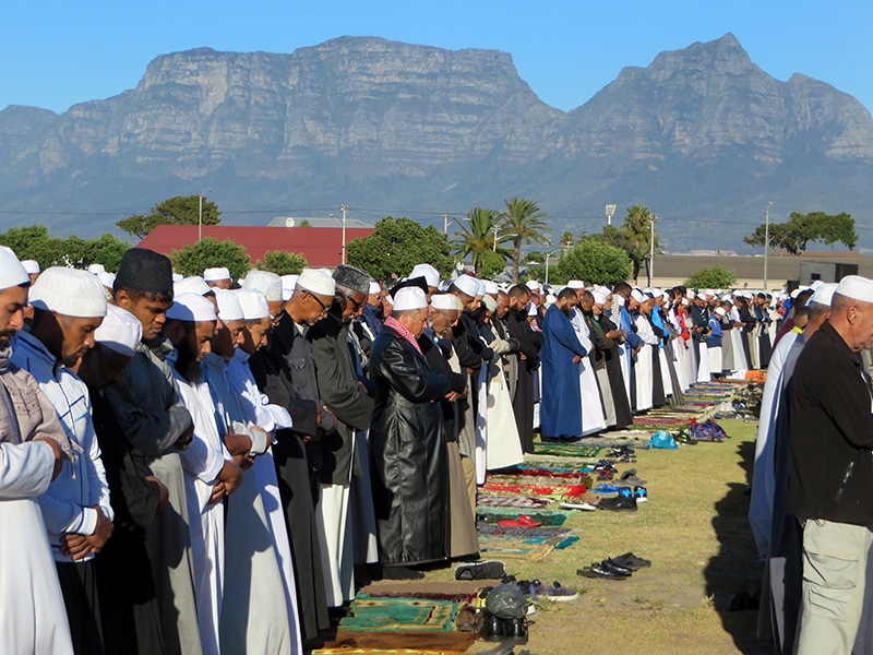 More than 1,000 Muslims from multiple mosques gather in an early morning prayer for rain at the Rylands sports complex in Athlone, Cape Town, South Africa, on Feb. 4, 2018. RNS photo by Brian Pellot