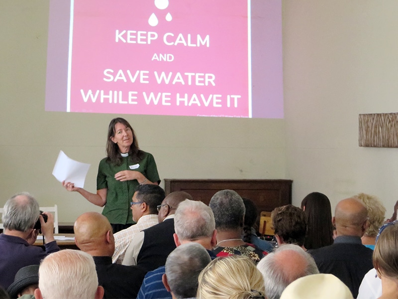 The Rev. Rachel Mash, environmental coordinator for the Anglican Church of Southern Africa and Green Anglicans, organized and presents at the Anglican Diocese of Cape Town’s Water (In)Justice Conference at Zonnebloem on Feb. 3, 2018. RNS photo by Brian Pellot