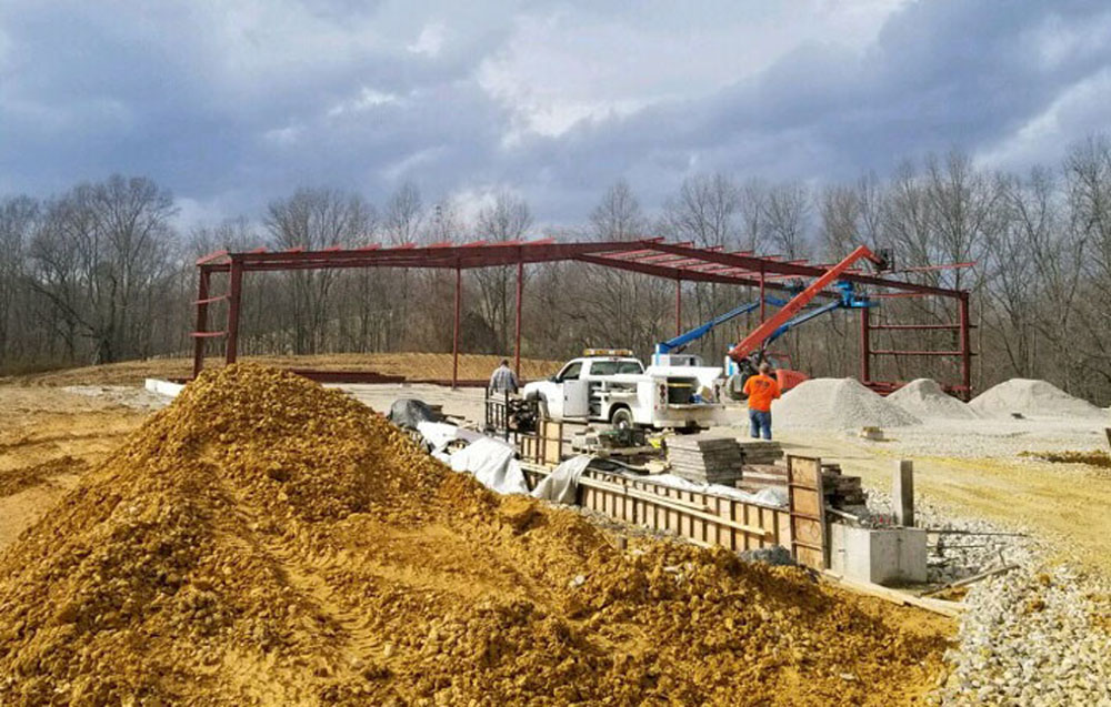 A huge warehouse is being constructed by Send Relief on the property formerly owned by the Greenup Association of Baptists. Send Relief photo
