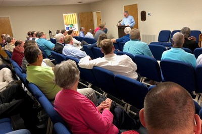 William "Butch" Knight presides as moderator of Georgia's Mallary Baptist Association which voted April 3 to disfellowship Raleigh White Baptist Church over charges of racism. Photo by Jimmy Baughcum
