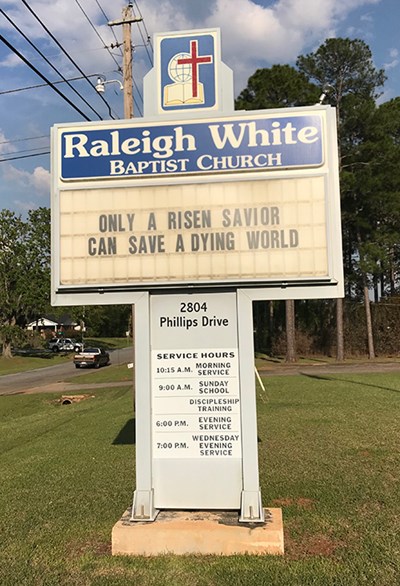 BP Raleigh White BC sign