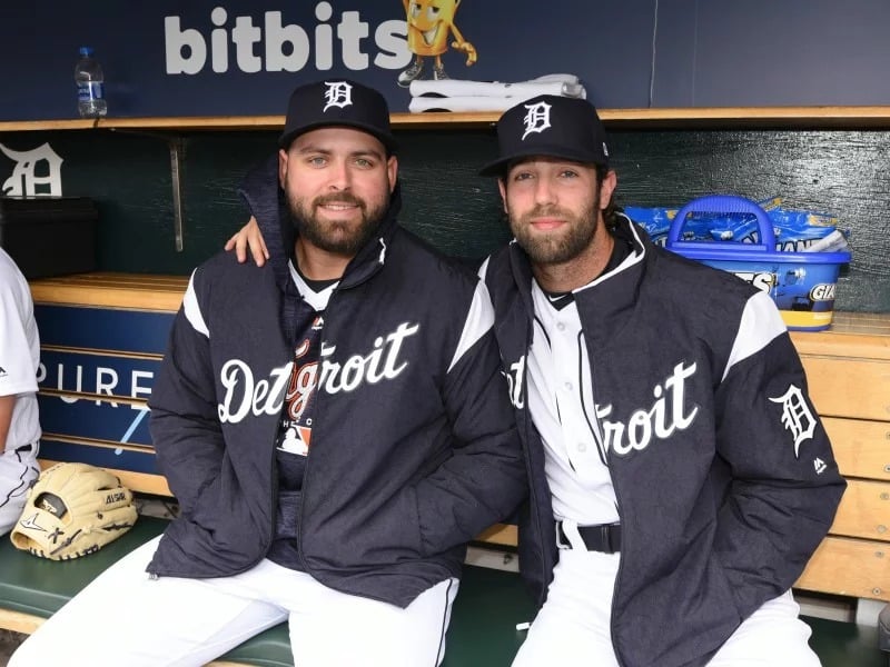 Tigers pitchers Michael Fulmer, left, and Daniel Norris are among a number of Detroit players who speak openly about their Christian faith. As a 16-year-old high school student, Norris was baptized in his baseball uniform. Photo by Mark Cunningham, courtesy of Detroit Tigers
