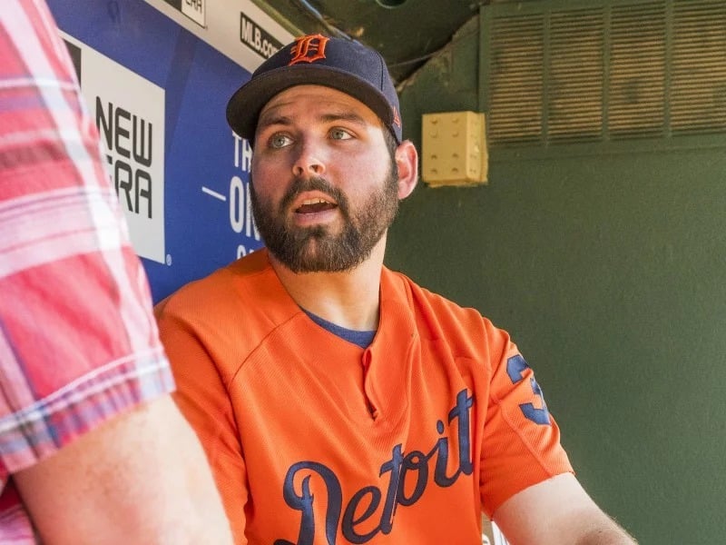Detroit Tigers pitcher Michael Fulmer discusses his faith and how it influences his life decisions, such as working as a plumber in the offseason, in an interview with Religion News Service at Globe Life Park in Arlington, Texas, on Tuesday, May 8, 2018. RNS photo by Ron Hadfield