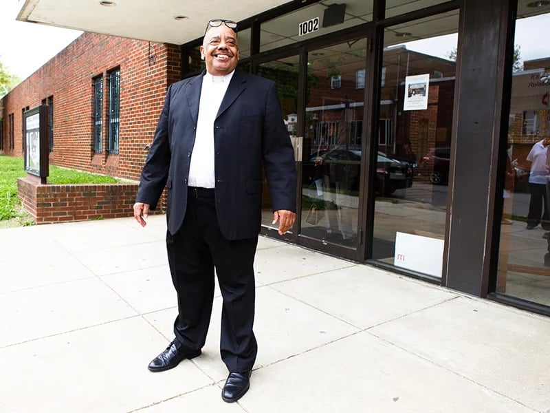 The Rev. Brian Jackson and his congregation are excited for solar panels to be installed at Randall Memorial United Methodist Church in Washington. RNS photo by Keith Lane