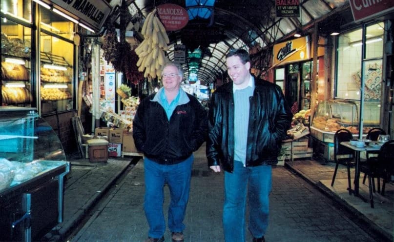 Southeastern Seminary President Paige Patterson and Ph.D. candidate J.D. Greear walk through a market in Istanbul, Turkey, in January 2003. Southeastern Seminary photo by Kelly Davis, via Baptist Press