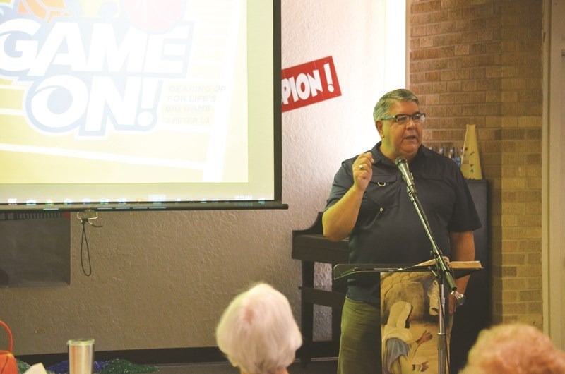 Pastor Walter Mullican leads the Bible study during Portland Avenue Baptist Church’s senior adult VBS, July 9-12. Photo by Chris Doyle