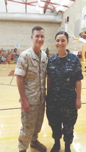 Rogers and Greenfield pictured at the Marine Corps Trials in Camp Pendleton where Rogers was chaplain of the Wounded Warrior Battalion West. 