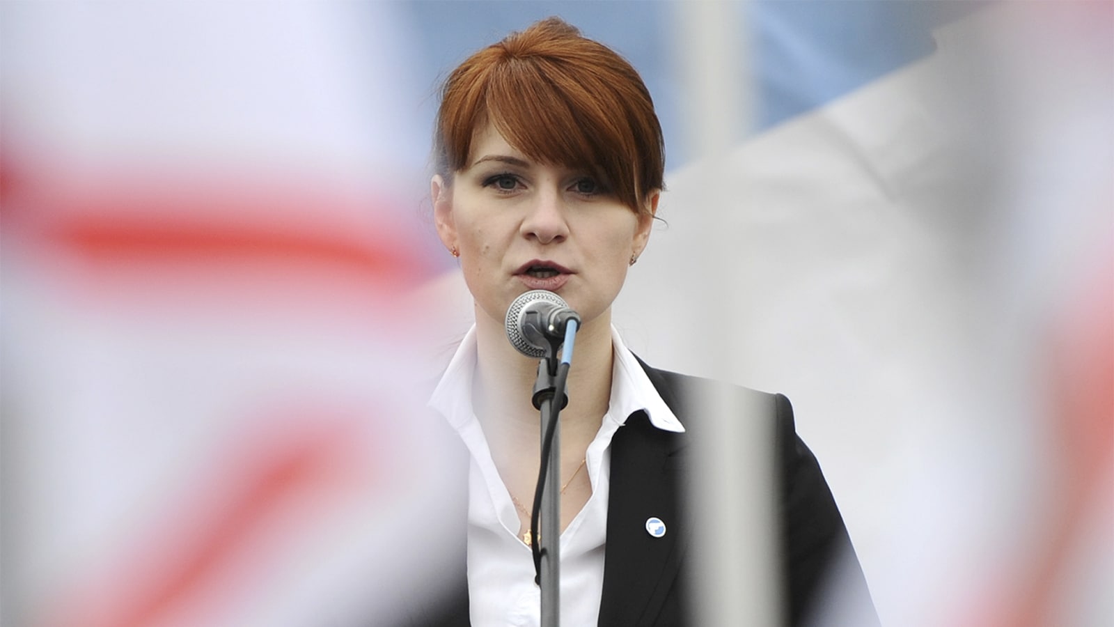Mariia Butina, leader of a pro-gun organization in Russia, speaks to a crowd during a rally in support of legalizing the possession of handguns in Moscow, on April 21, 2013. Butina, a 29-year-old gun-rights activist, served as a covert Russian agent while living in Washington, gathering intelligence on American officials and political organizations and working to establish back-channel lines of communications for the Kremlin, federal prosecutors charged July 16, 2018. (AP Photo)