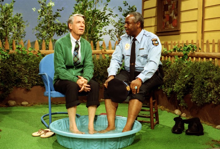 Fred Rogers, left, with Francois Scarborough Clemmons on the show “Mister Rogers’ Neighborhood.” Photo by John Beale via Focus Features