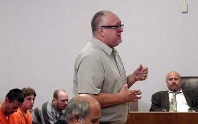 After receiving a dad's forgiveness for the vehicular homicide of his missionary son, Tony Weekly was sentenced to 180 days in prison. Photo by Tammy Bain, North Platte Telegraph. Used by permission.