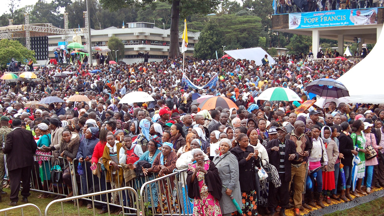 Thousands of Catholics sing as they wait to welcome Pope Francis to Nairobi, Kenya, on Nov. 24, 2015. Africa has traditionally been a deeply religious continent. RNS photo by Fredrick Nzwili