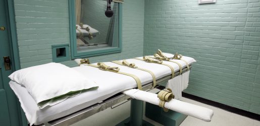 The gurney in the death chamber is shown in this May 27, 2008 file photo from Huntsville, Texas. Texas has held more executions than any other state in recent years. (AP Photo/Pat Sullivan)
