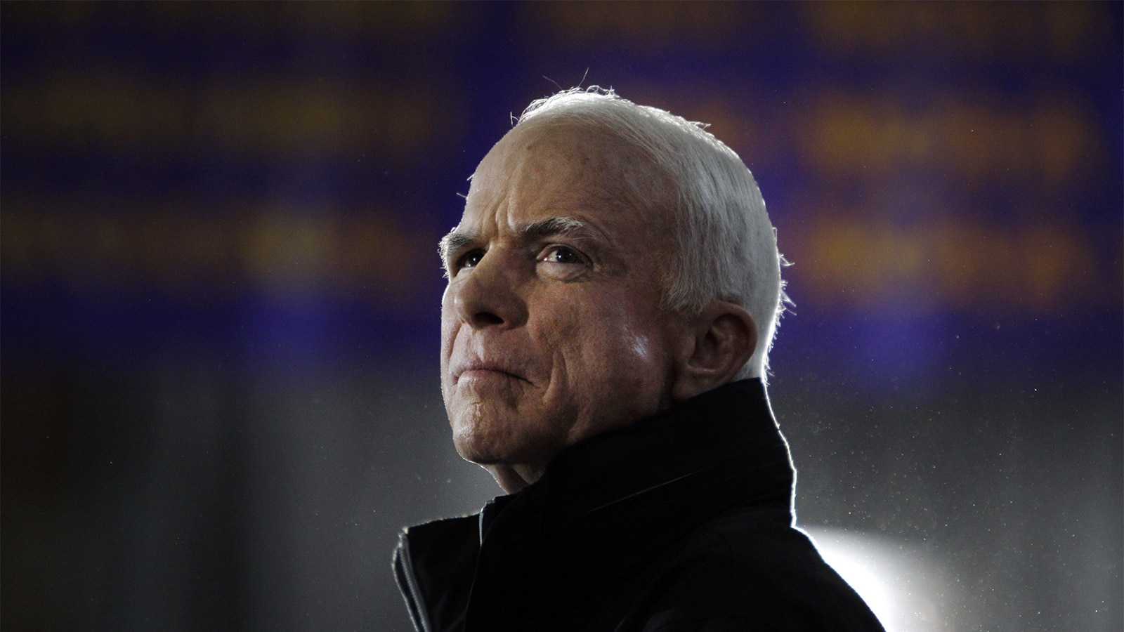Sen. John McCain waits as he is introduced to speak at a rally in Cedar Falls, Iowa, on Oct. 26, 2008. McCain died Aug. 25, 2018. (AP Photo/Carolyn Kaster)