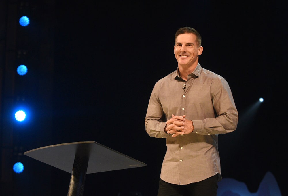 Life Church pastor Craig Groeschel speaks at the Global Leadership Summit Aug. 9, 2018, on the main campus of Willow Creek Community Church in South Barrington, Ill. Photo courtesy of Global Leadership Summit