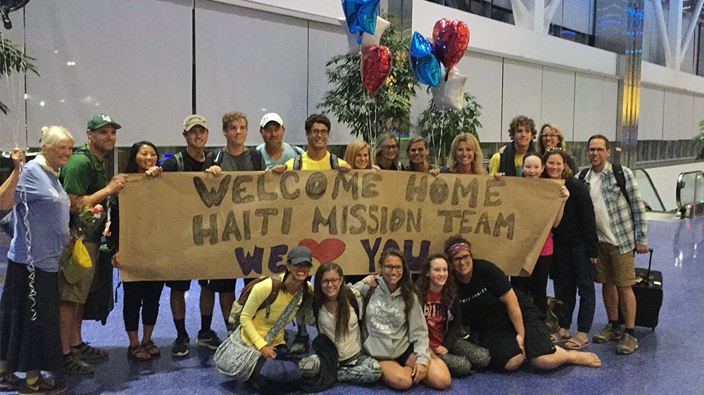 Missionaries from Kensington Church in Troy, Mich., are welcomed upon their return home from a Haiti mission trip in 2018. Photo courtesy Kensington Church