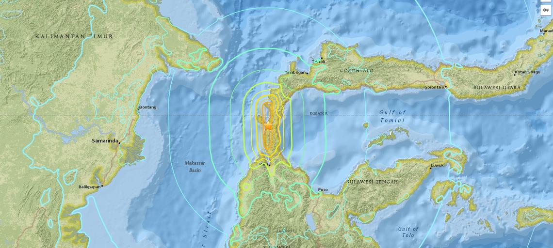 Map of the September 28, 2018 Palu, Indonesia earthquake (USGS)
