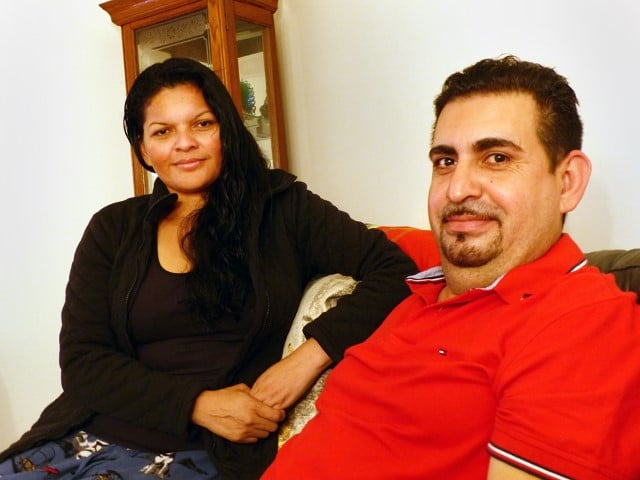 Roberto Rauda, a recently released detainee and undocumented immigrant, with his wife, Emma Castillo, in New England on Oct. 11, 2018. RNS photo by Tom Verde