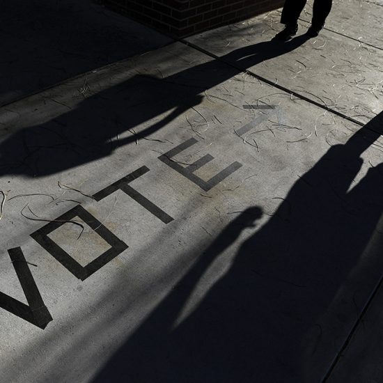 Voters head to the polls at the Enterprise Library on Nov. 6, 2018, in Las Vegas. (AP Photo/Joe Buglewicz)