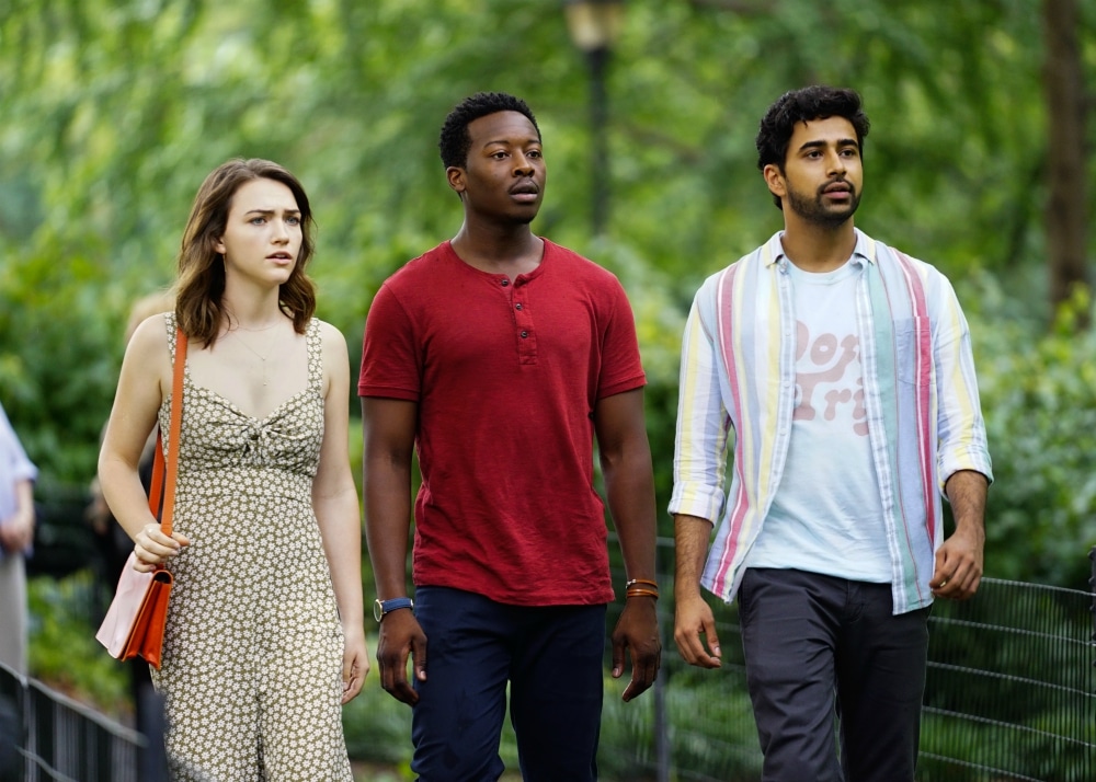 Violett Beane as Cara Bloom, from left, Brandon Micheal Hall as Miles Finer and Suraj Sharma as Rakesh Singh appear in an episode of “God Friended Me.” Photo courtesy of Michele Crowe/CBS Broadcasting, Inc.