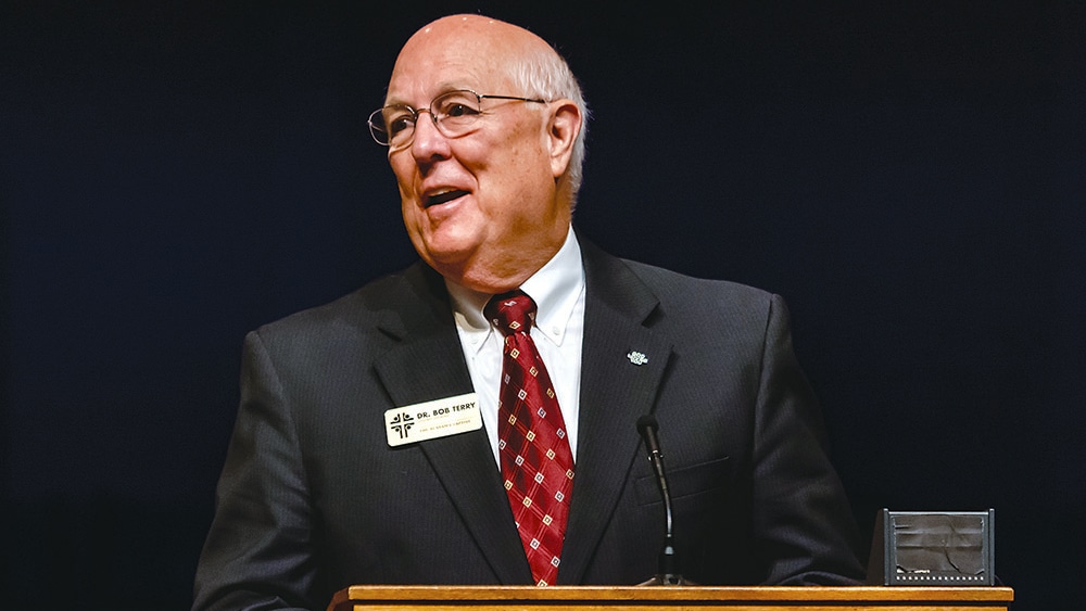 Bob Terry delivers his final report to messengers during the Alabama Baptist State Convention annual meeting on Nov. 13, 2018, at First Baptist Church in Trussville, Ala. Photo by Tracy Riggs/The Alabama Baptist