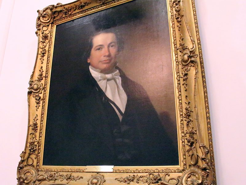 A portrait of James Boyce, the first president of Southern Baptist Theological Seminary, hangs in the president’s office in Louisville, Ky. RNS photo by Adelle M. Banks