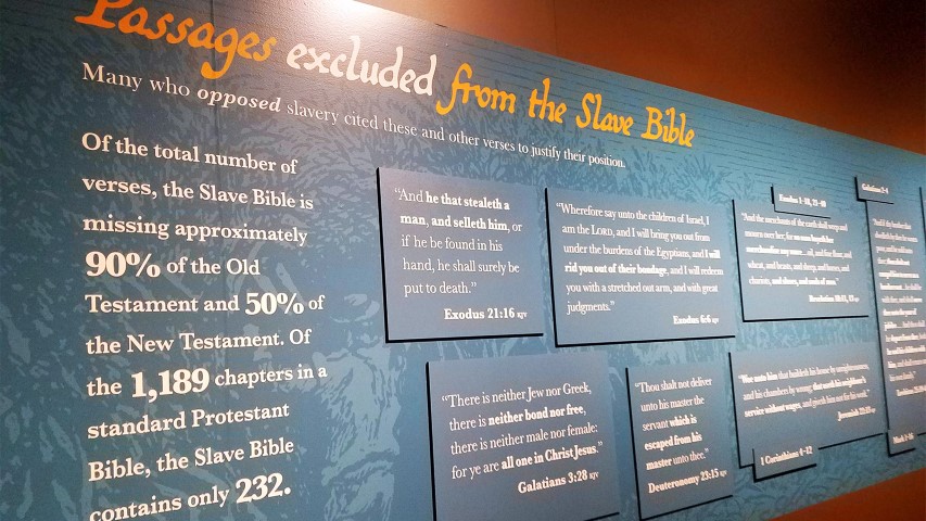 The Slave Bible exhibit at the Museum of the Bible features a version of the holy book that excluded major portions of the Old and New Testaments. RNS photo by Adelle M. Banks