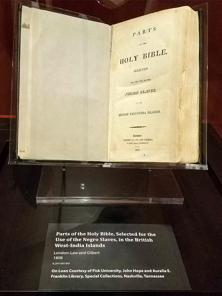 The Slave Bible exhibit at the Museum of the Bible features a version of the holy book specifically printed for converting slaves to Christianity. RNS photo by Adelle M. Banks