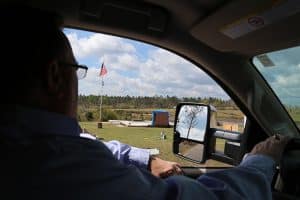 Looking out car window