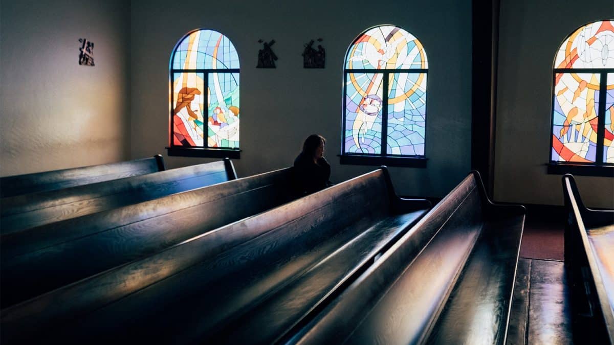 woman in pew