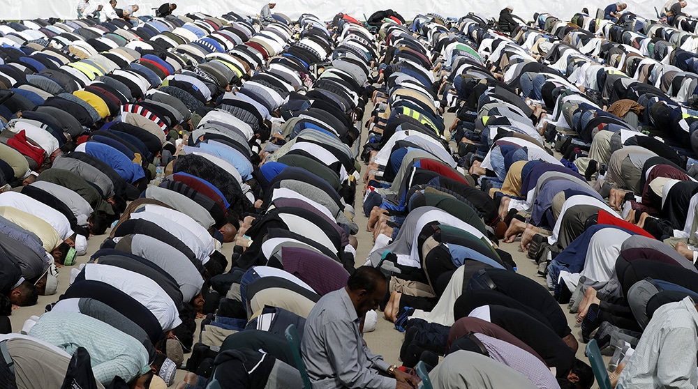 Muslims pray