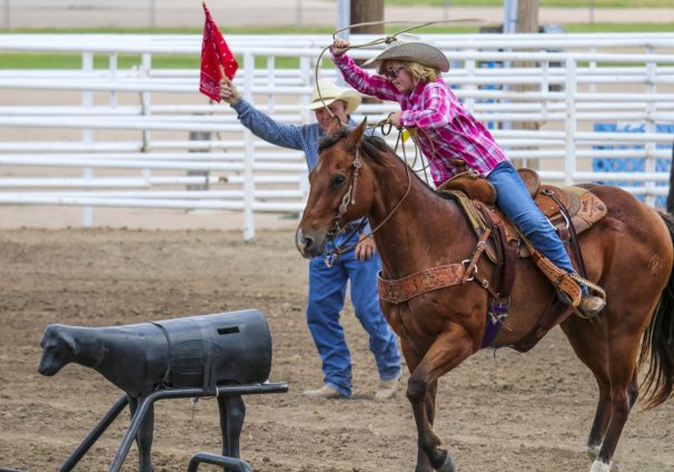 Paisley Kelso riding and roping