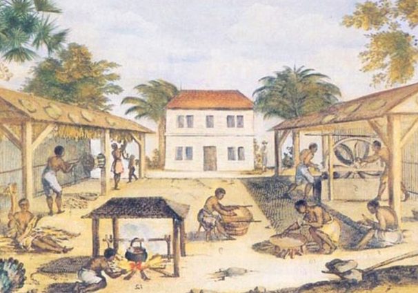 Slaves working in 17th-century Virginia