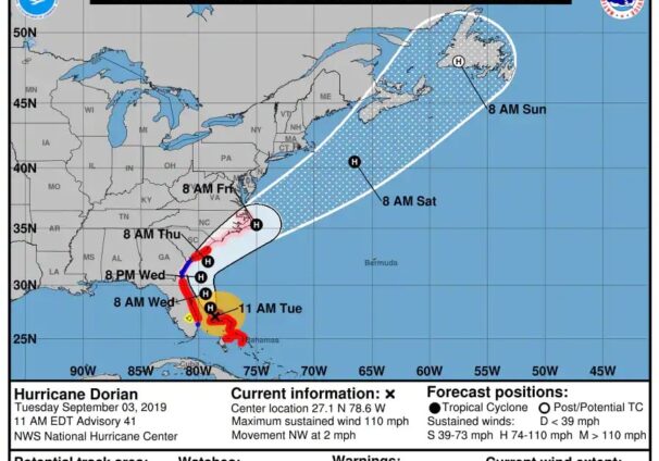 Hurricane Dorian path