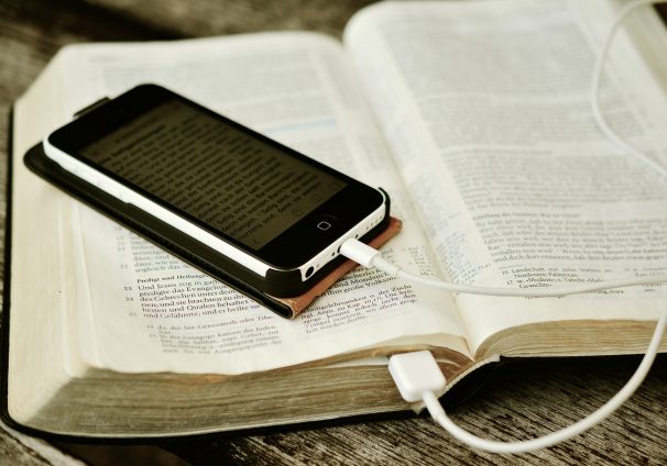 Bible and cell phone