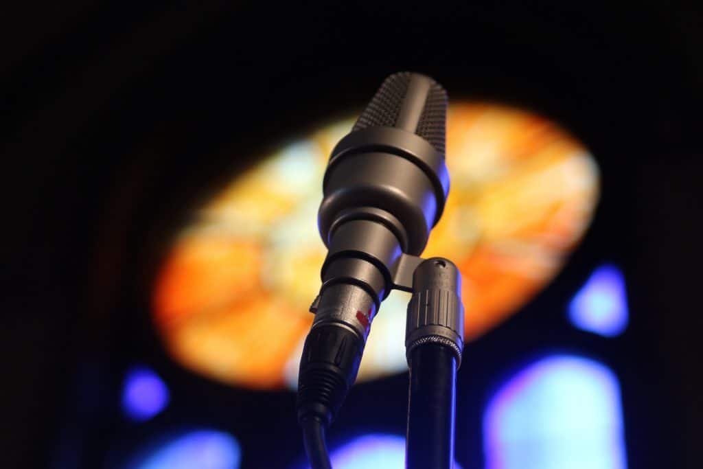 microphone and stained glass