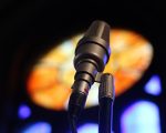 microphone and stained glass