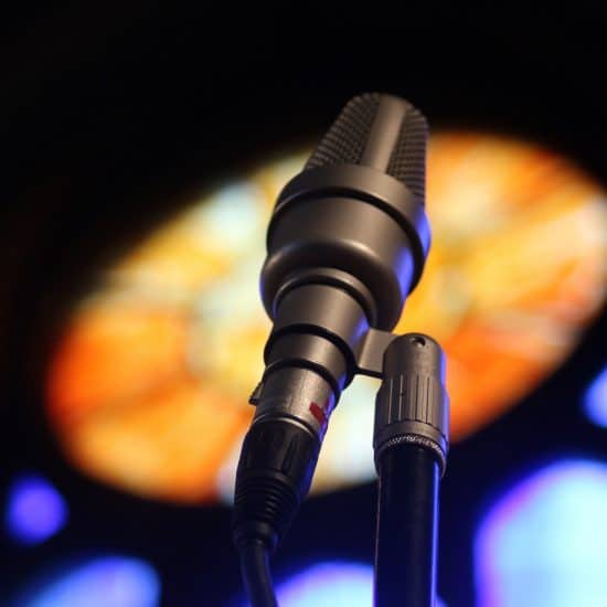 microphone and stained glass
