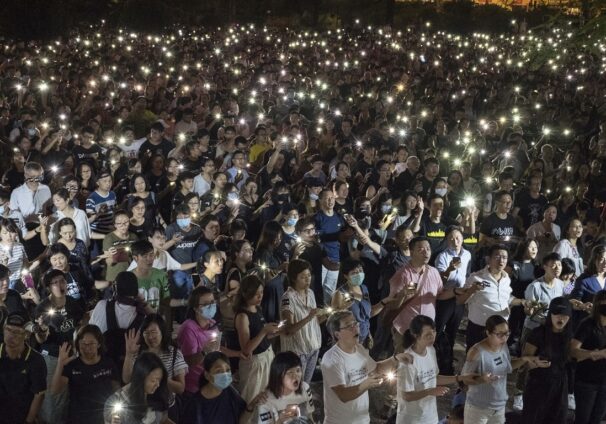 evening rally in Hong Kong