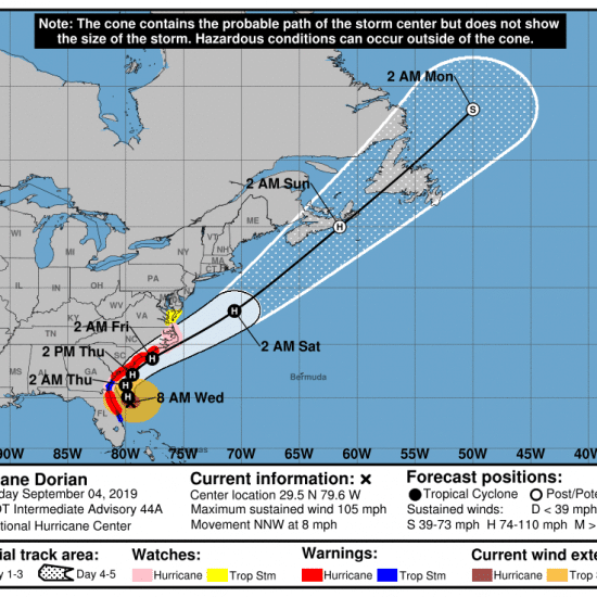 Hurricane Dorian projections 9-4